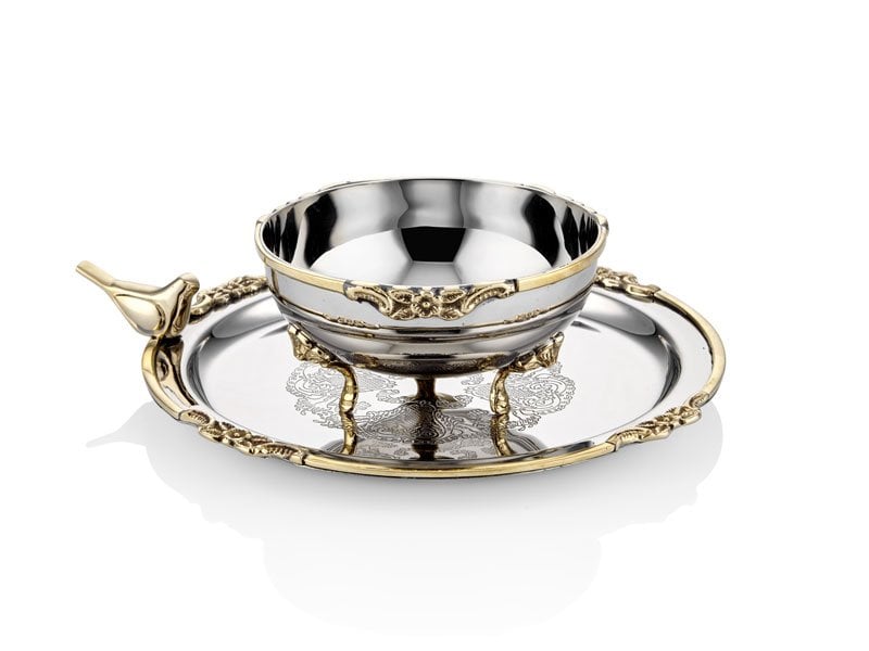 Black Pearl Kuşlu Tepsi Ve Kase 2li Takım