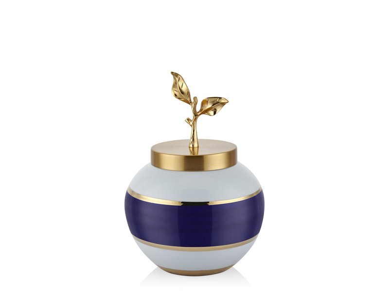 Leaf Lacivert Beyaz Kçk Kup 19x19x22 cm