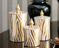 Zebra Desenli Silindir Küp Orta