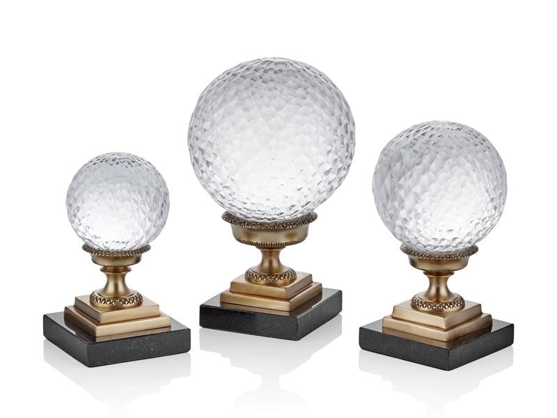 Mermer Tabanlı Altın Renk Dekoratif 3lü Toplar