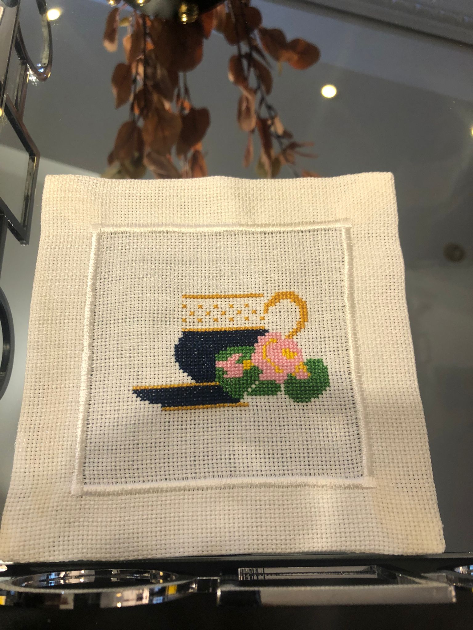 Lacivert Fincan Desenli Kokteyl Peçete