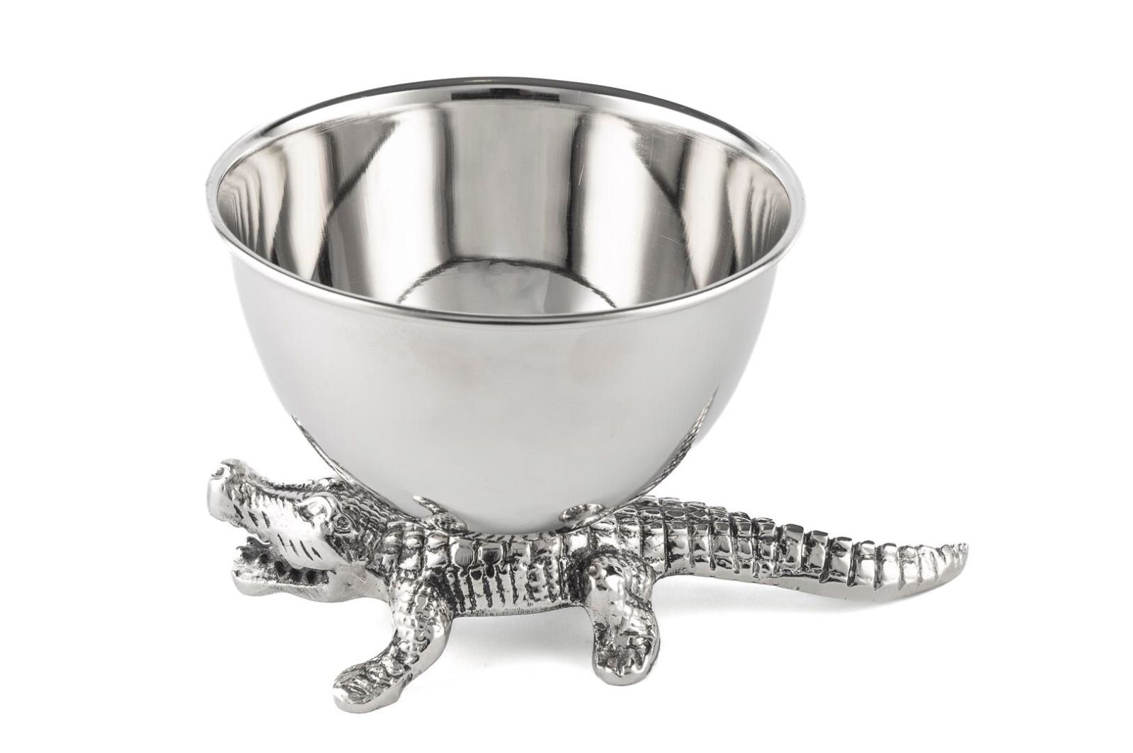 Gümüş Timsahlı Dekor Kase 14x19x13cm