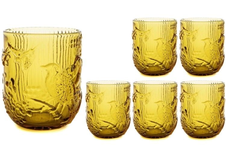 Amber Kuş Dekorlu 6lı Su Bardağı 8x10cm