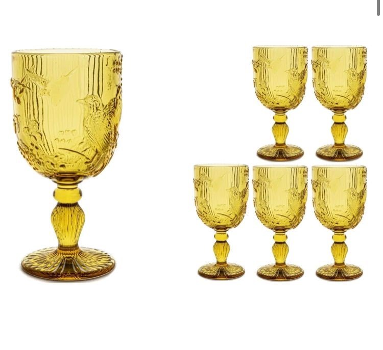 Amber Kuş Dekorlu 6lı Kadeh 8x17cm