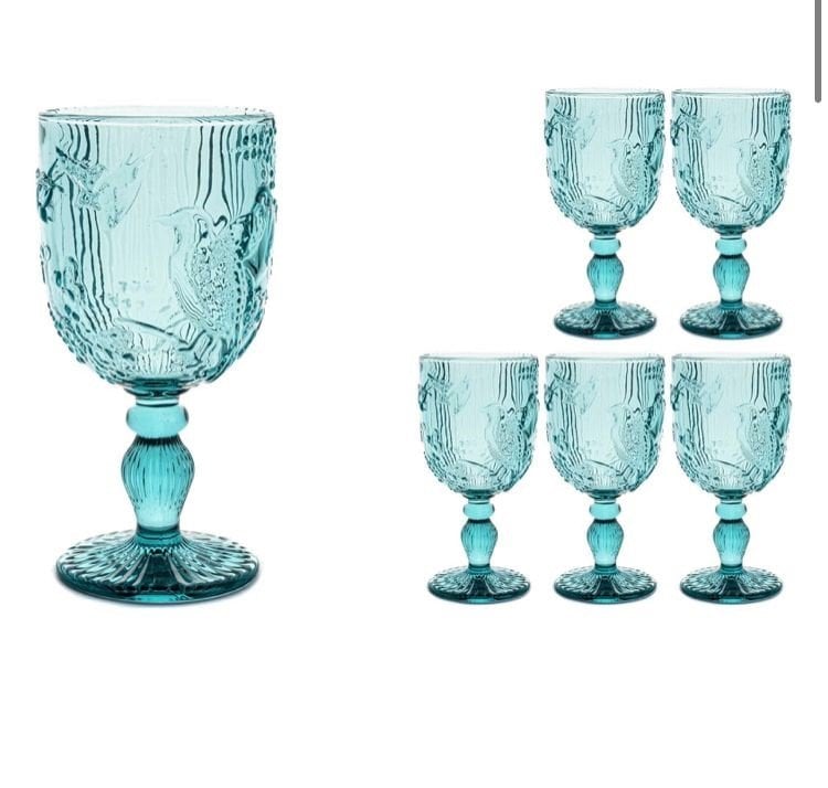 Mavi Kuş Dekorlu 6lı Kadeh 8x17cm