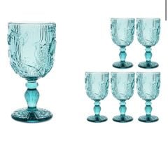 Mavi Kuş Dekorlu 6lı Kadeh 8x17cm