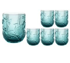 Mavi Kuş Dekorlu 6lı Su Bardağı 8x10cm