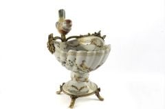 Krem Kuşlu Porselen Ayaklı Kase