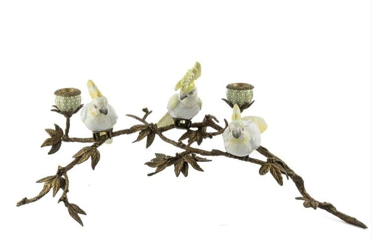 Yeşil Kuşlu 2li Şamdan