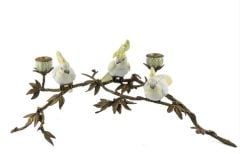 Yeşil Kuşlu 2li Şamdan