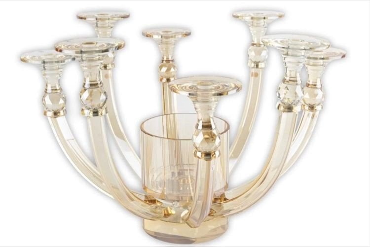 8li Amber Boğumlu Cam Şamdan 52x36cm