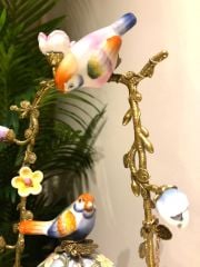 Renkli Kuşlu Porselen Çaydanlık