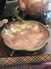 Pembe Kelebekli Dekor Kase