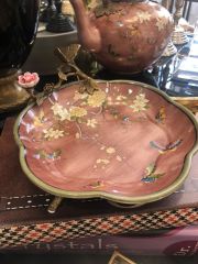 Pembe Kelebekli Dekor Kase