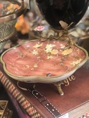 Pembe Kelebekli Dekor Kase