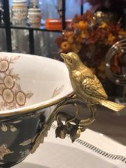 Siyah Çiçekli Porselen Ayaklı Gondol