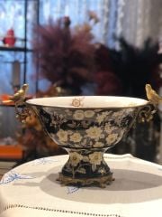 Siyah Çiçekli Porselen Ayaklı Gondol