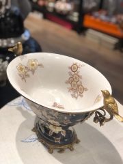 Siyah Çiçekli Porselen Ayaklı Gondol