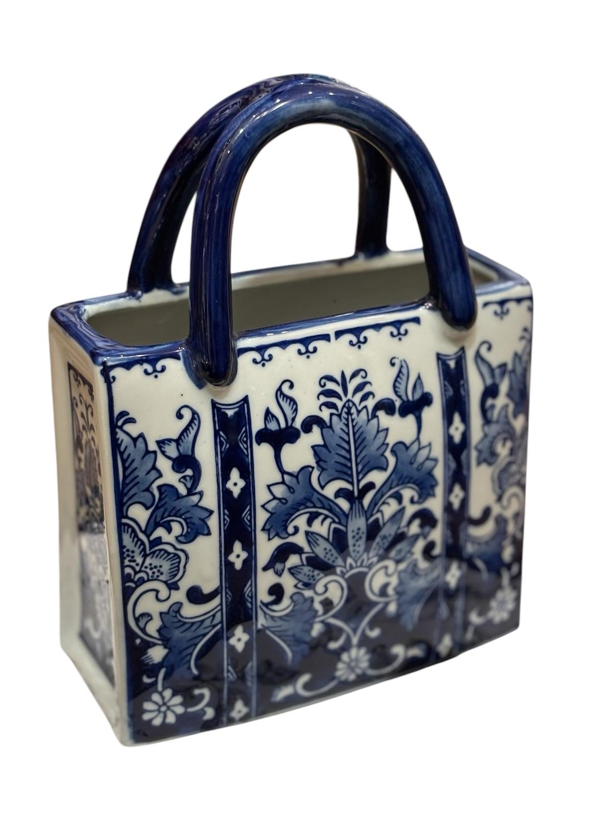 Blue Blanc Dekoratif Çanta Vazo