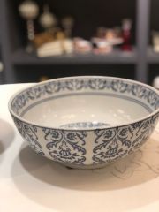 Blue Blanc Dekoratif Porselen Kase