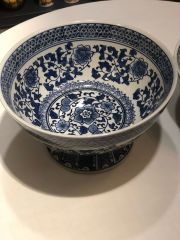 Blue Blanc Dekoratif Ayaklı Porselen Kase