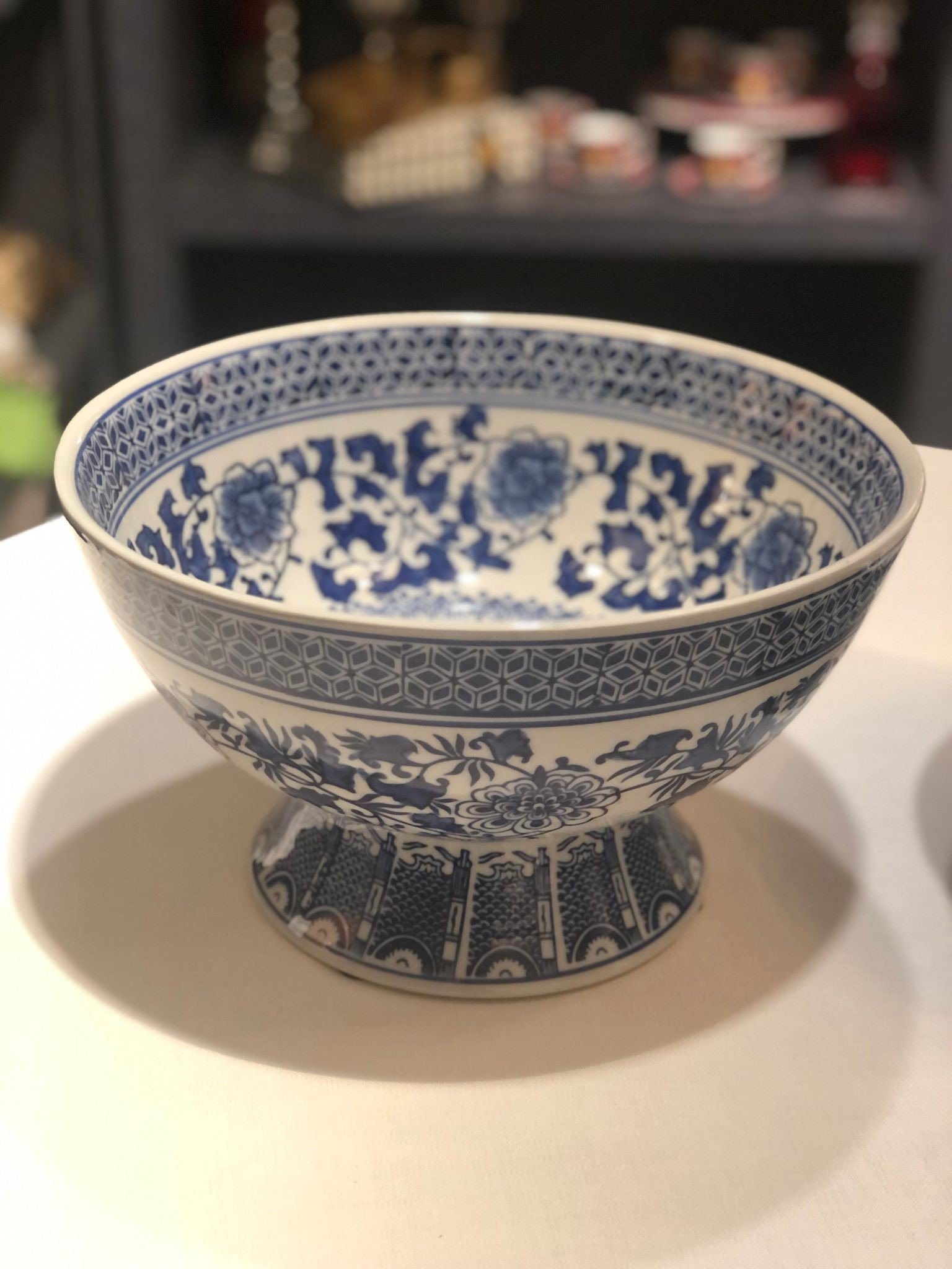 Blue Blanc Dekoratif Ayaklı Porselen Kase