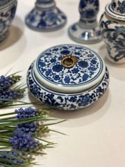 Blue Blanc Kapaklı Porselen Kutu 16x7cm