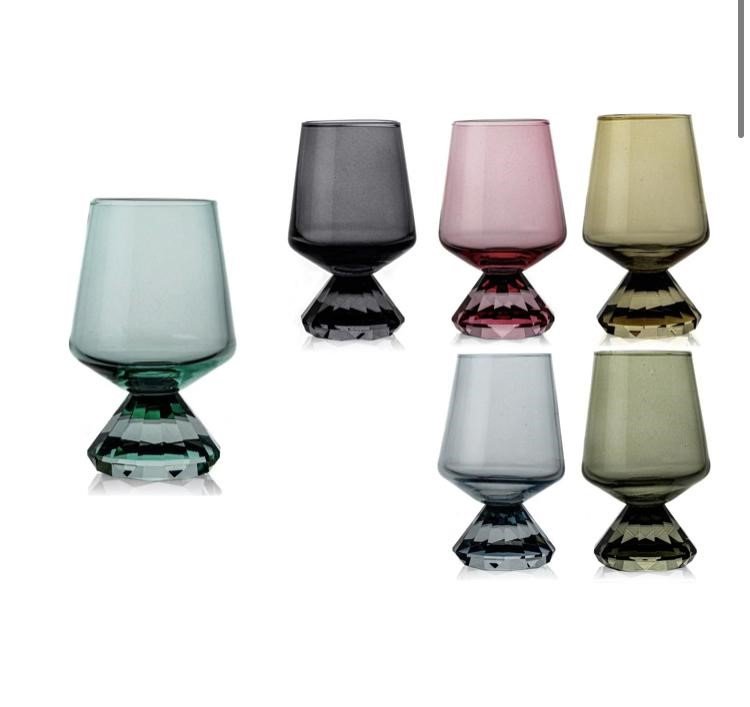 6lı Mix Renkli Kristal Ayaklı Bardak 132ml