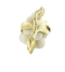 Gold Yapraklı Beyaz Üzüm Resin Dekor 25x17cm