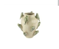 Krem Kuş Kab Vazo 28x33cm