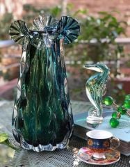 Yeşil Mavi Cam Vazo 18x40cm