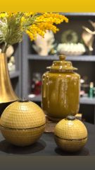 Green Gold Kapaklı Cam Mum Bergamot 18x19cm