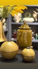 Green Gold Kapaklı Cam Mum Bergamot 18x19cm