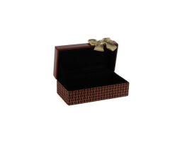 Kırmızı Gold Fiyonklu Kumaş Cam Kutu 21x12x8cm