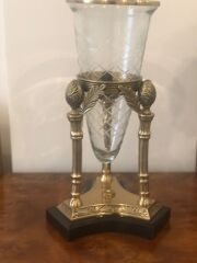 ZEUS KONIK CAMLI BRASS KUCUK BOY VAZO 23X23X45 (1)